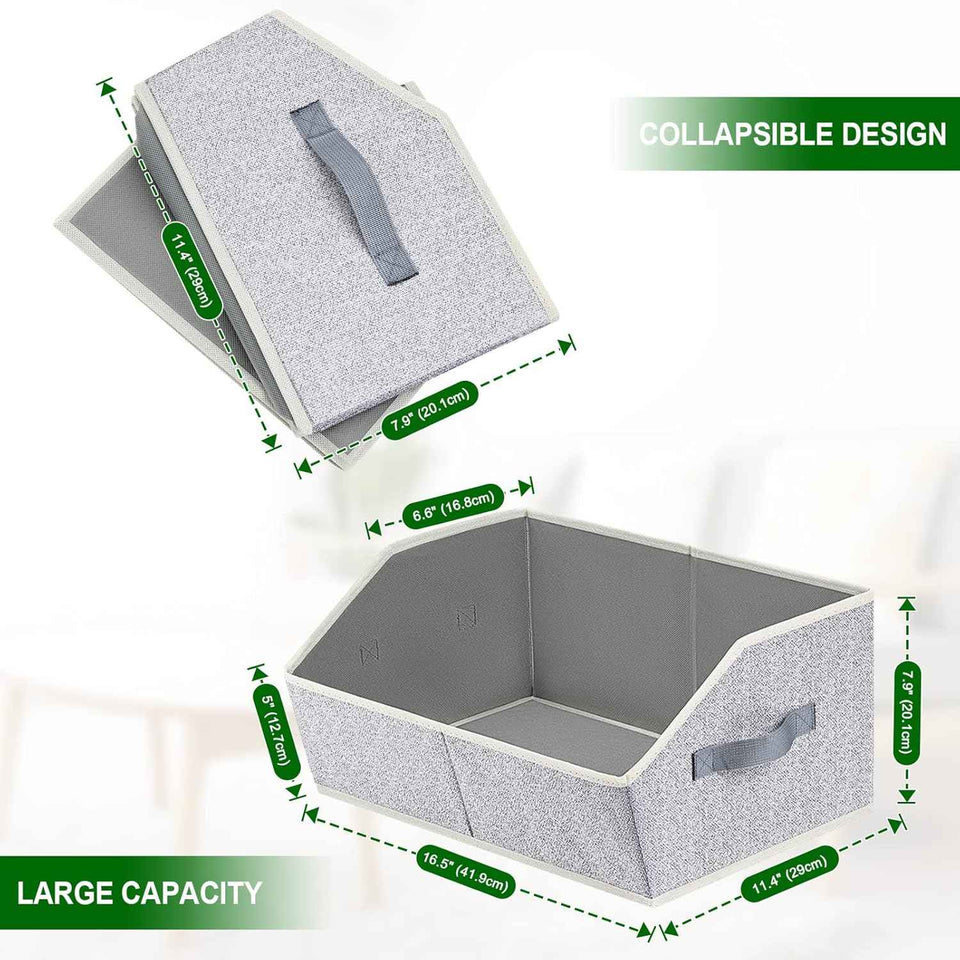 Large Fabric Trapezoid Storage Bins for Closet Organizer System 6 Pack