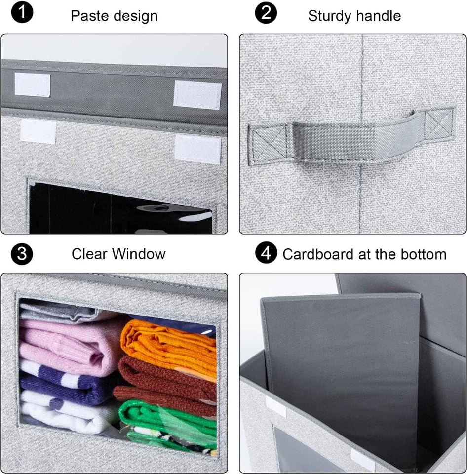 Univivi 4-Pack Large Collapsible Storage Bins with Lids for Home, Office, and Bedroom Organization
