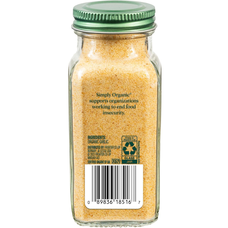 Simply Organic 3.64-Ounce Jar Pure A-Grade Organic Garlic Dried Ground Kosher Non GMO