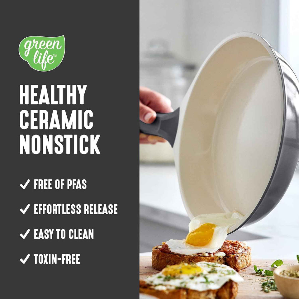 GreenLife 8-Piece Ceramic Nonstick Cookware Set - PFAS-Free, Induction Suitable, Dishwasher Safe