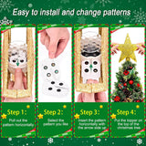 Christmas Tree Topper Projector Lights with 6 Projection Modes, Gold Star Christmas Tree Topper with Built-in LED Projector, Dynamic Projection for Christmas Party Holiday Decoration