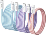 Lisen 5-pack usb c to c cable, 60w fast charging, 10ft for iphone 17, ipad, galaxy s25/s24