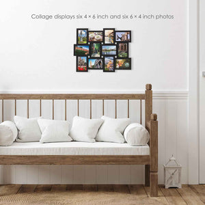 Melannco 18x23 inch black collage picture frame - multi-photo frame with 12 openings for family photos and home decor
