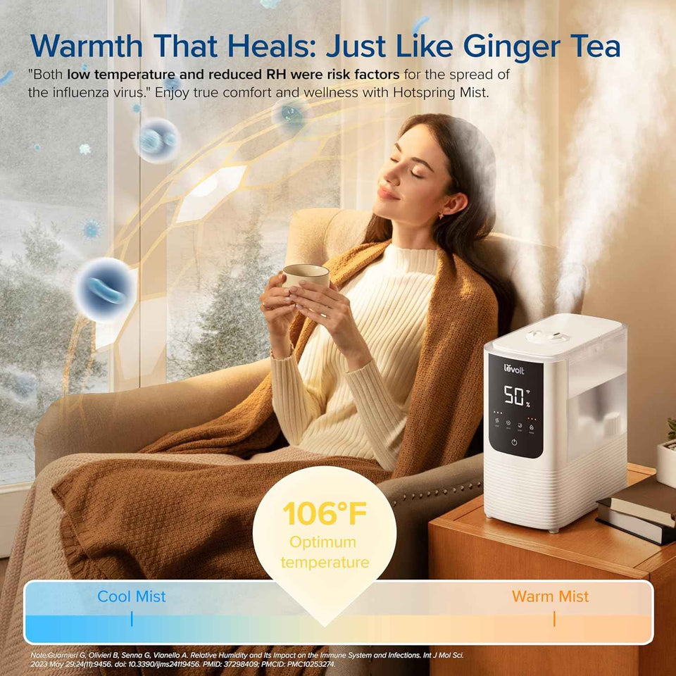levoit oasis mist 4.5l smart humidifier for large room, white