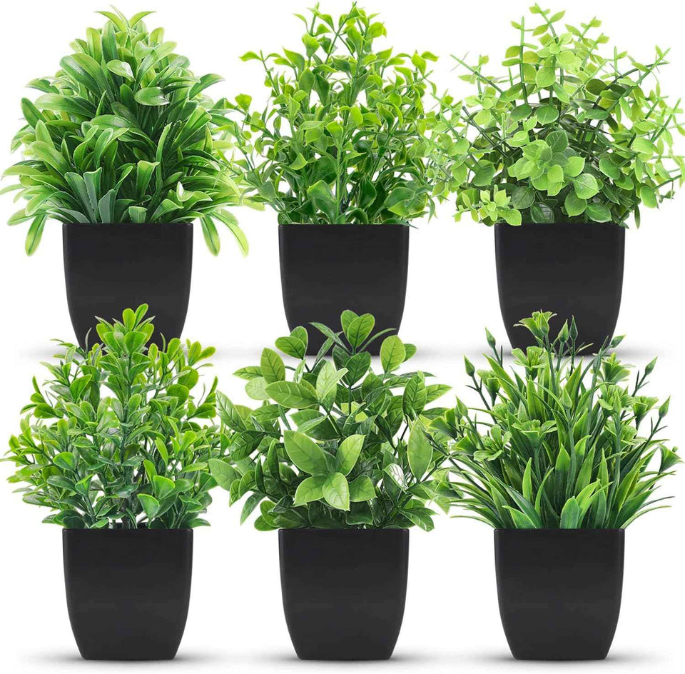 Der Rose Fake Plants 4 Packs Artificial Plants Small Faux Plants Black Bathroom Accessories for Halloween Bathroom Home Kitchen Coffee Table Office Desk Decor Indoor