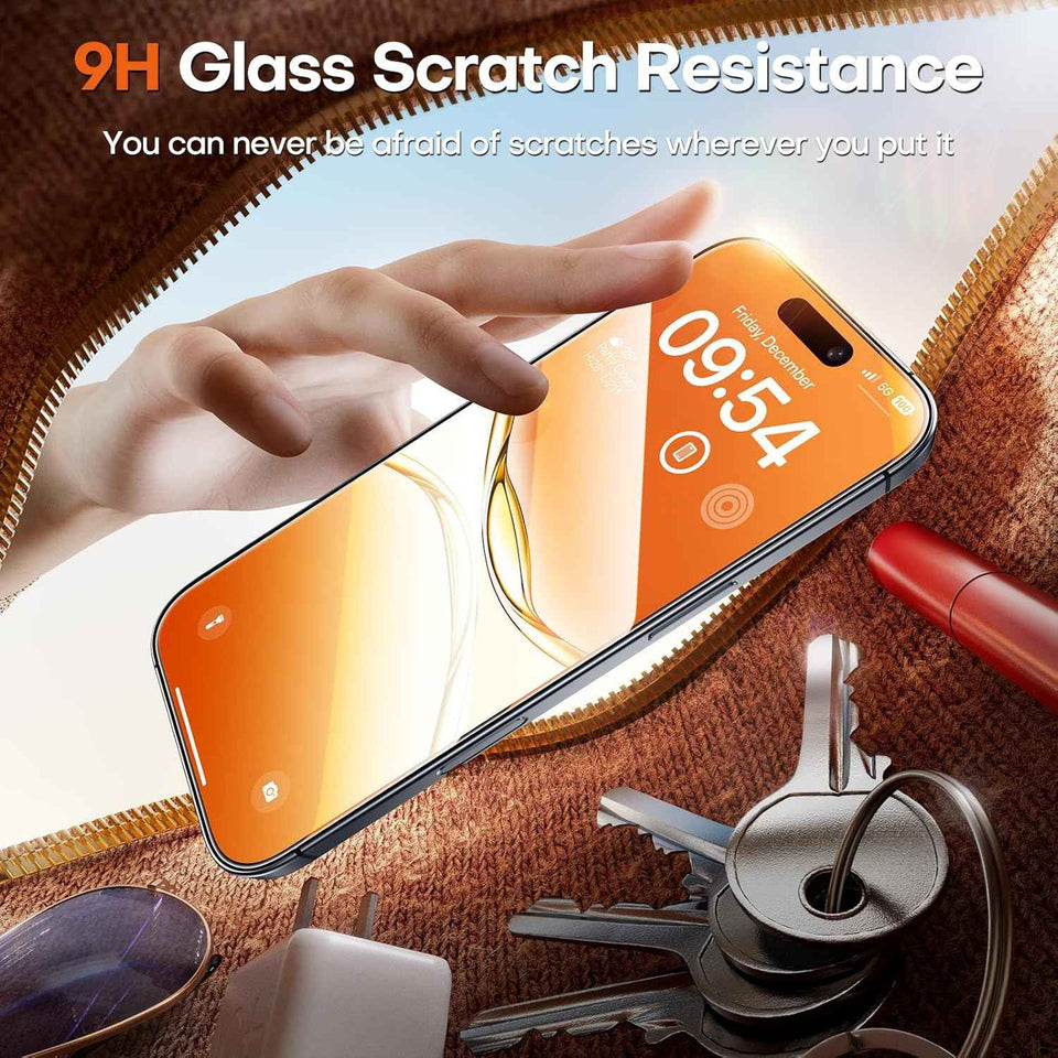 Tocol 9H hard Military Grade iPhone 17 screen protector 6.3 inch tempered glass 2 pack full coverage