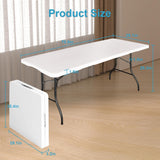 Bblife 6FT Folding Tables Heavy Duty Folding Table, Multi-Functional Fold up Table for Outdoor Camping Picnic Parties, Indoor Events White Training Table with 330lbs Static Weight Capacity
