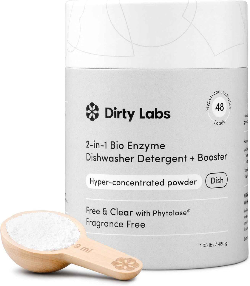 Dirty Labs Scent-Free Dishwasher Detergent and Booster, 48 Loads, Ultra Clean, Spot Free, Hyper Concentrated