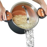 Gotham Steel 5 Quart Stock Pot, Multipurpose Pasta Pot with Strainer Lid, Nonstick Ceramic Surface, Tempered Glass Lid, Dishwasher Safe