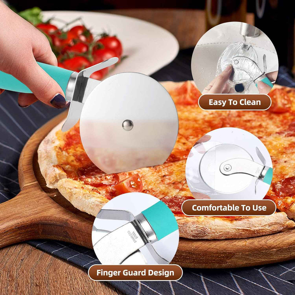 Premium Ultra Sharp Stainless Steel Pizza Cutter Wheel with Non-Slip Soft Grip Handle