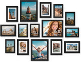 Vittanly 15 Pack Picture Frames Collage Wall Decor for Mounting or Tabletop Display, Gallery Frame Set for Family, Multi Sizes Including 3pcs 8x10, 6pcs 5x7, 6pcs 4x6, Black