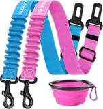 cooyoo dog seat belt 3 piece set adjustable nylon pet safety harness heavy duty elastic