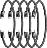 Lisen 5-pack usb c to c cable, 60w fast charging, 10ft for iphone 17, ipad, galaxy s25/s24