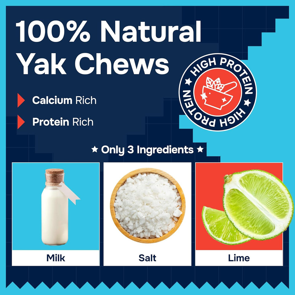 Natural yak cheese Himalayan made dog chews for all breeds, lactose free, dental cleaning for aggressive chewers - small, medium, large