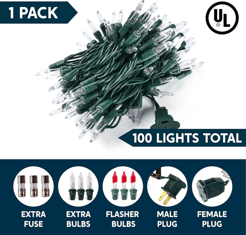 Joiedomi 100-count mini warm white fairy lights, 19.4 FT green wire string lights for patio, dorm, classroom, bedroom, holiday, party, garland, birthday, festival decoration
