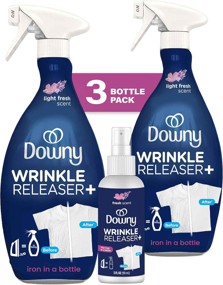 Downy Wrinkle Releaser Spray Travel Size 16.9 Oz Pack of 2 Removes Wrinkles, Static, and Odors