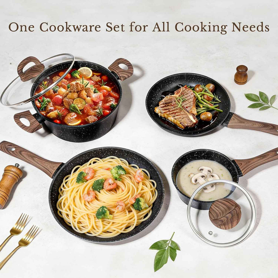 EWFEN 25 Pcs Nonstick Ceramic Cookware Sets, Healthy Non-Toxic, Induction Compatible, Cooking Set