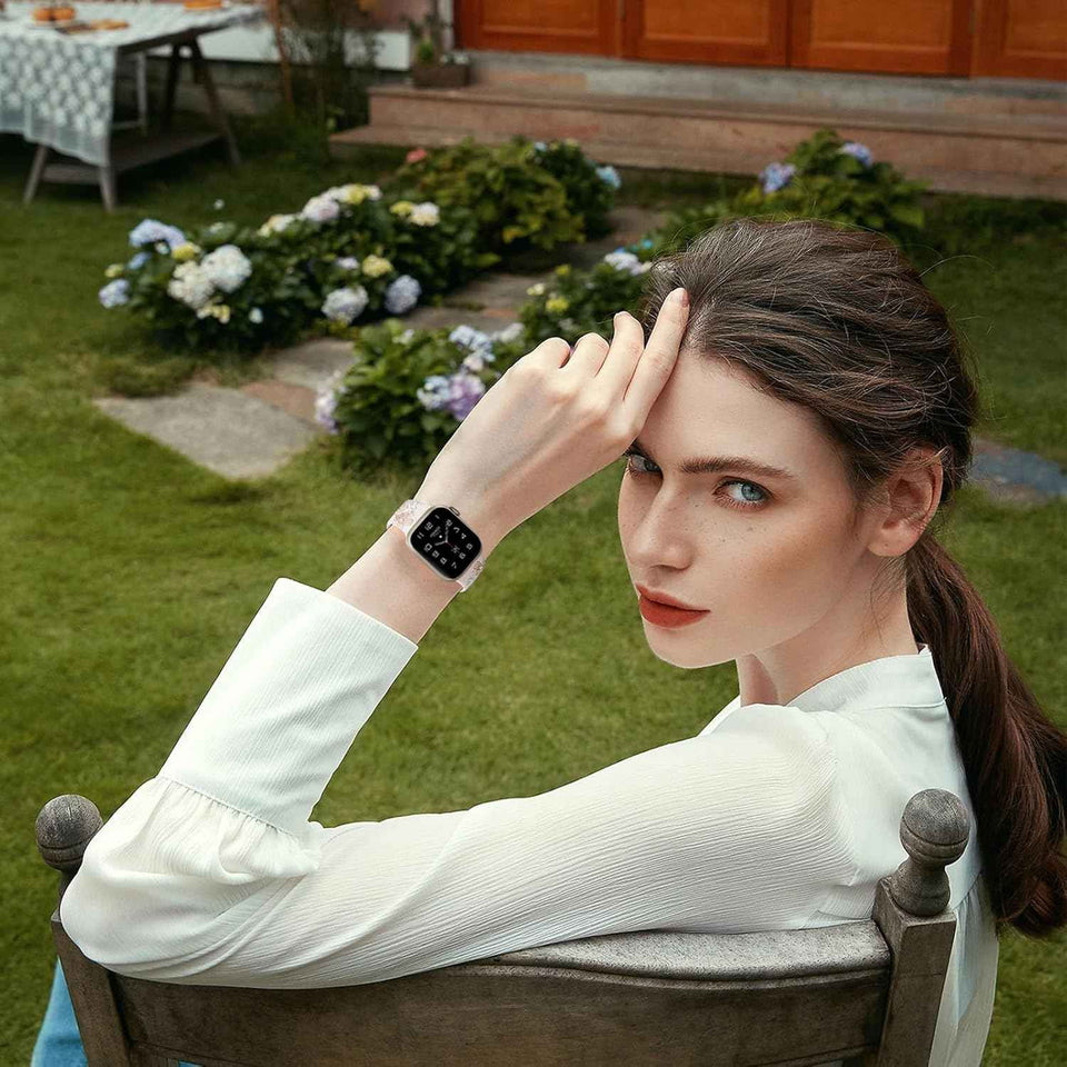 Witzon Floral Band Compatible with Apple Watch Bands For Women 40mm 41mm 38mm 42mm 44mm 45mm 46mm 49mm, Engraved Cute Flower Silicone Dressy Strap for iWatch Series 11 10 9 8 7 6 5 4 3 2 SE Ultra