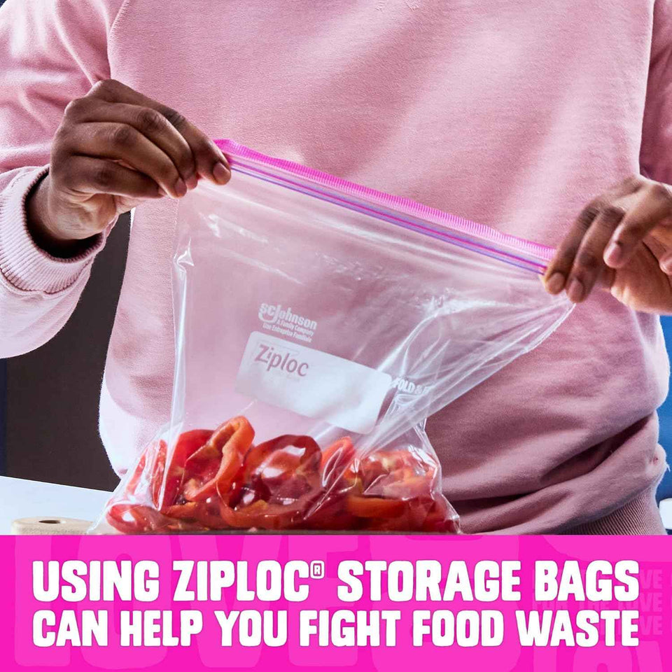 Ziploc Gallon Food Storage Bags with Stand-Up Bottom and Easy Fill Design