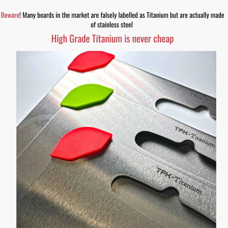 100% Pure Titanium Cutting Board with Non Slip Silicon Pads for Kitchen, Non Toxic and Dishwasher Safe