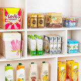 YIHONG 6 Pack Clear Pantry Organizer Bins with Handles for Kitchen, Freezer, Cabinet, Closet, Bathroom