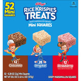 Kellogg's Rice Krispies Treats Mini Crispy Marshmallow Squares, Variety Pack, 20.1oz Box, 52 Bars, Chocolate, Original, Strawberry Flavors