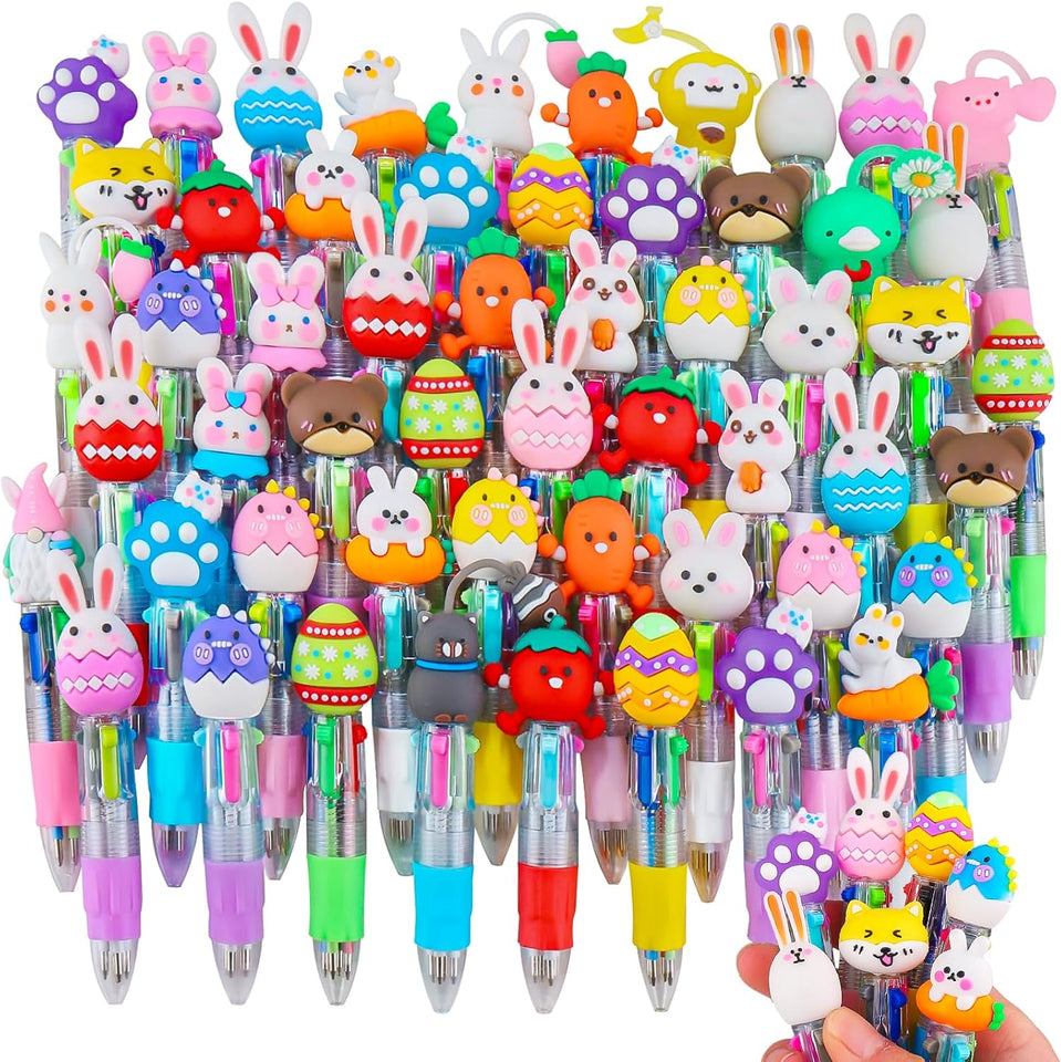 cZWZ 20Pcs Mini Multicolor Pens 4-in-1 Cute Ballpoint Pens for Kids Birthday Party Favors Gifts Teacher Supplies
