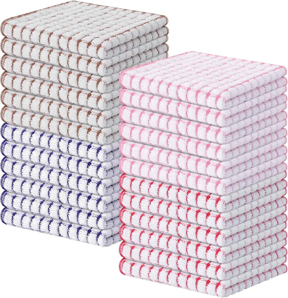 Kitinjoy Cotton 8 Pack Terry Kitchen Dish Cloths, 12 x 12 Inches Super Soft and Absorbent Dish Rags, Quick Drying Dish Towels for Washing Dishes, Mixed Color