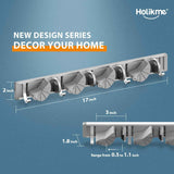 Holikme Metal Mop Broom Holder with 4 Hooks for Home and Kitchen Organization Storage