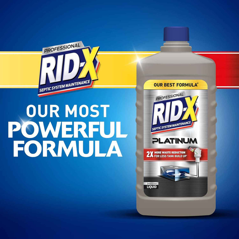 RID-X Septic Tank Treatment Platinum Liquid 6 Month Supply with x2 More Waste Reduction