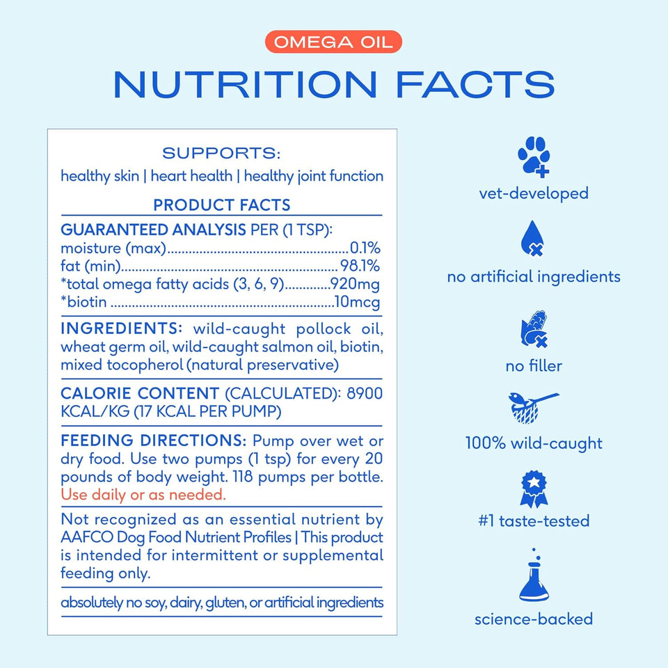 Native Pet Omega 3 Fish Oil for Dogs & Cats - Promotes Healthy Skin, Shiny Coat, & Strong Joints - Made with Wild Alaskan Salmon Oil for Dogs – Tasty, Fast-Absorbing Omega 3 6 9 Liquid Supplement- 8oz