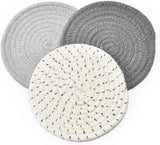 Potholders Set Trivets Set 100% Pure Cotton Thread Weave Hot Pot Holders Set, Gray