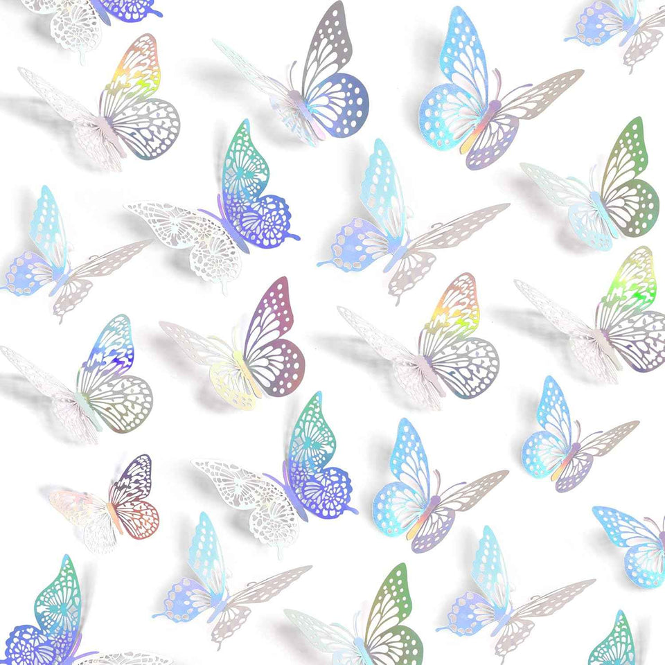 SAOROPEB 3D Butterfly Wall Decor - 48 Pcs, 4 Styles, 3 Sizes, Gold Butterfly Decorations for Birthday & Party Celebrations, Removable Stickers