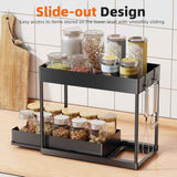 Simple Trending Under Sink Organizer 2-Pack, 2-Tier Pull-Out Sliding Storage Cabinet for Kitchen Bathroom, Black