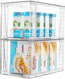 Vtopmart 4 Pack Stackable Storage Drawers,Clear Acrylic Drawer Organizers with Handles, Easily Assemble for Fridge, Bathroom,Kitchen Undersink,Cabinet,Pantry Organization and Storage