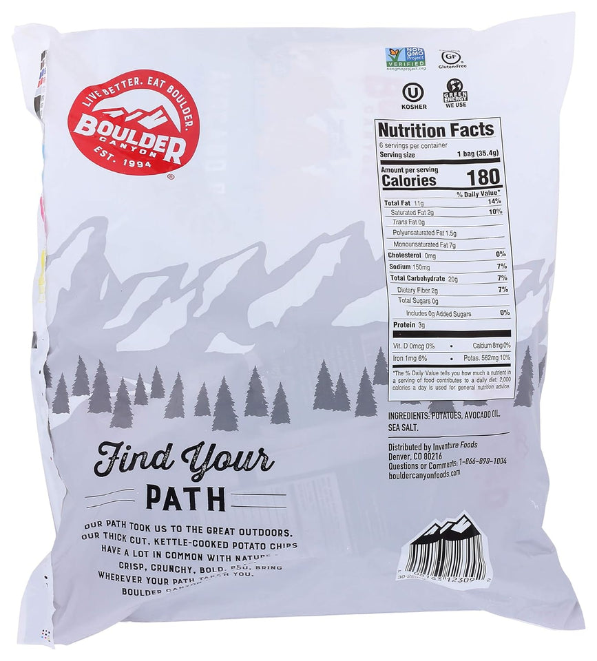 boulder canyon avocado oil sea salt potato chips 1.25 oz 6 count