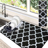 Dish Drying Mat for Kitchen Counter, 12"x19" Dish Drying Pad with Non-slip Rubber Backed, Hide Stain Anti Absorbent for Kitchen Counter, Drying Mat for Coffee Machine Dish Rack (Grey)