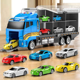 NIPLOOOW Toddler Boys Construction Truck Vehicle Toy Set with Play Mat and Die-Cast Toy Car, Transport Carrier Truck for Kids 3-5, Birthday Gifts Toys for 3-8 Year Old Boys