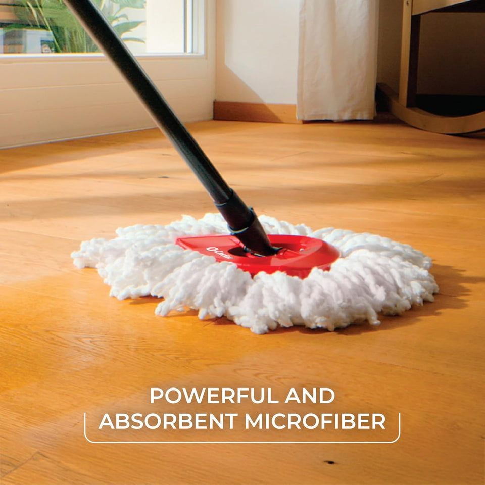 O-Cedar EasyWring Microfiber Spin Mop, Bucket Floor Cleaning System, Red, Gray, Standard - Rayz Mart