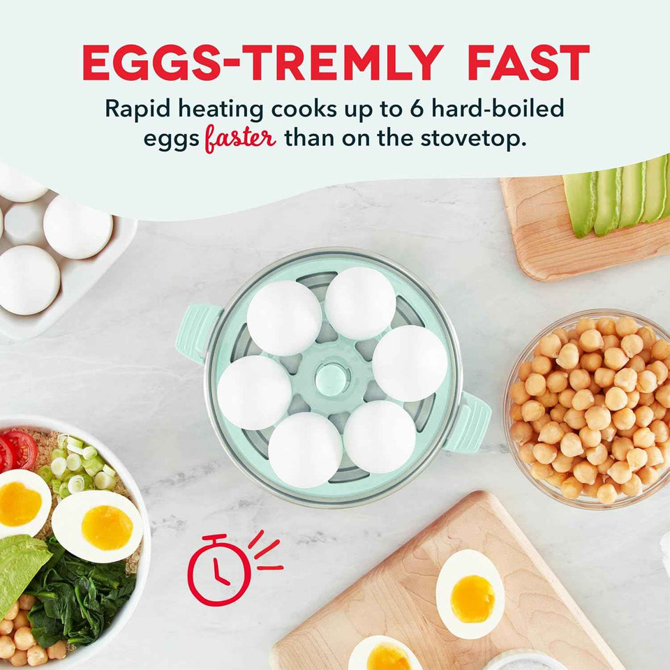 Rapid Egg Cooker: 6 Egg Capacity Electric Egg Cooker for Hard Boiled Eggs, Poached Eggs, Scrambled Eggs, Omelets