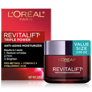 L'Oreal Paris Revitalift triple power anti-aging face moisturizer with pro retinol and hyaluronic acid, 2.55 oz