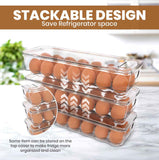 Utopia Home Egg Container With Lid and Handle for Refrigerator Organization- Pack of 2 - Clear Stackable Egg Holder for Kitchen or Pantry Organizers and Storage