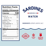 Beach Cliff Wild Caught Sardines in Water, 3.75 oz Cans, 12g Protein per Serving, Gluten Free, Keto Friendly, Pack of 12