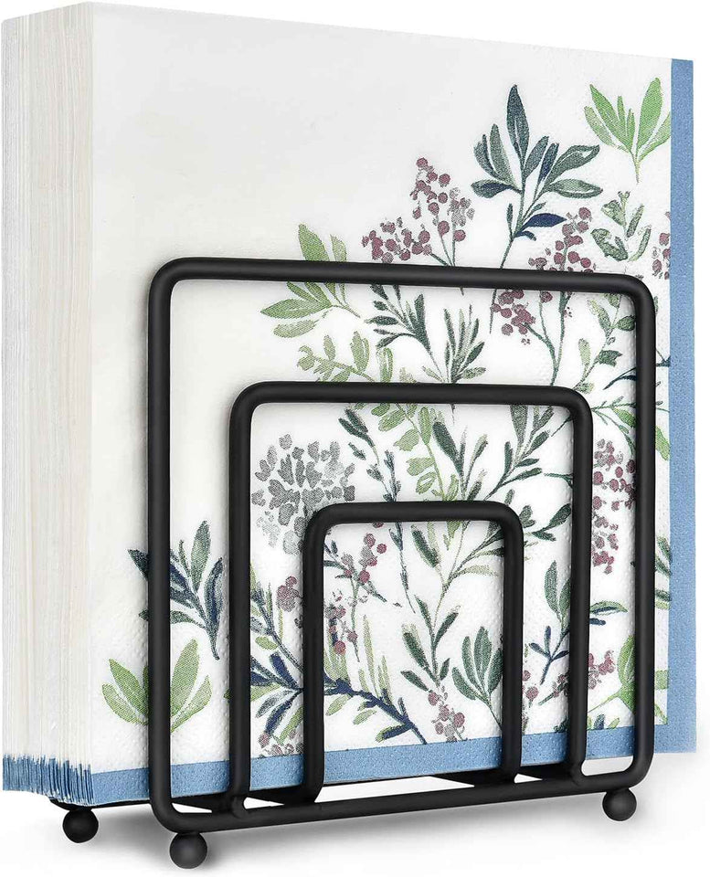 Modern Metal Black Napkin Holder for Kitchen Dining Tables and Countertops
