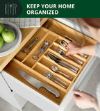 Royal Craft Wood Luxury Bamboo 9 Slot Silverware Organizer for Kitchen Utensil Holder & Cutlery Tray