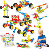 Huaker Stem Building Toys for 3 4 5 6 7 8 Year Old Boys Girls Kids,180 Pieces Building Blocks Educational Learning Toys with Large Storage Box,Ideal Christmas Birthday Gifts