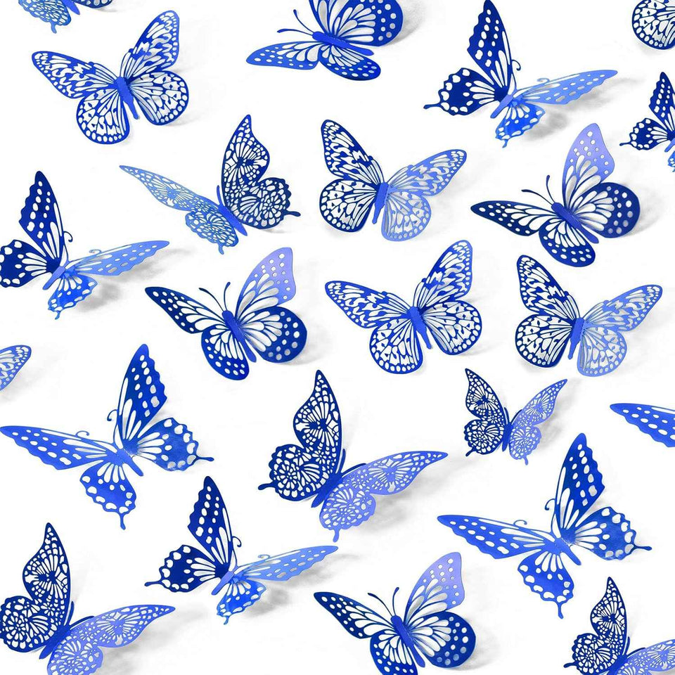 SAOROPEB 3D Butterfly Wall Decor - 48 Pcs, 4 Styles, 3 Sizes, Gold Butterfly Decorations for Birthday & Party Celebrations, Removable Stickers