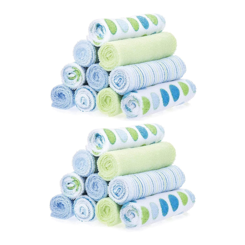 Spasilk newborn washcloths, 10-pack, 80% cotton, 20% polyester, 9x9 inches, various colorful prints
