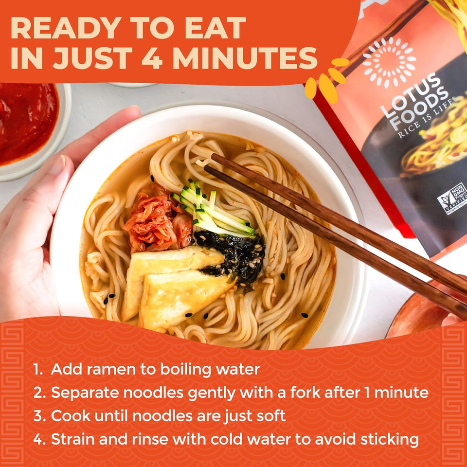 lotus foods organic millet and brown rice ramen noodles gluten free instant ramen noodles with 4 minute cooking time - 10 oz bag