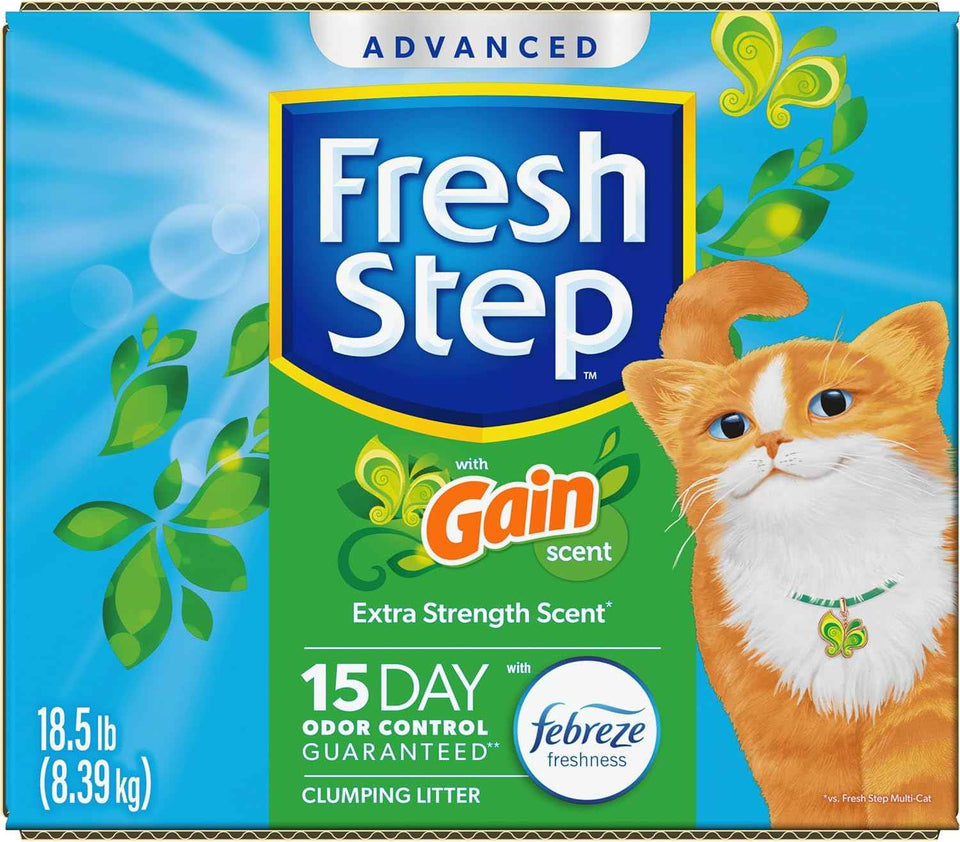 Fresh Step Advanced Clumping Litter with Febreze Freshness with Gain Scent, Fights Odor on Contact, 37 lbs. (2 x 18.5 lb. Box) (Package May Vary)